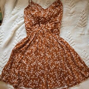 Rust Floral Mini Dress